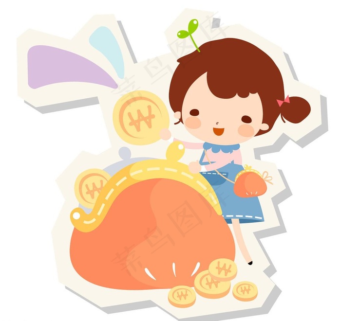 小女孩和零钱包图片