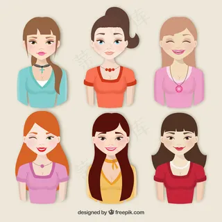 卡通人物扁平化可爱各种职业矢量素材