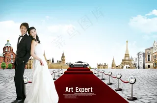 韩国情人节婚纱摄影PSD