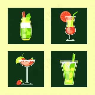 夏日冰饮矢量素材