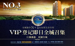 房地产VIP登记召集海报PSD图