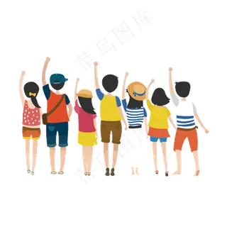 卡通彩绘学生背影