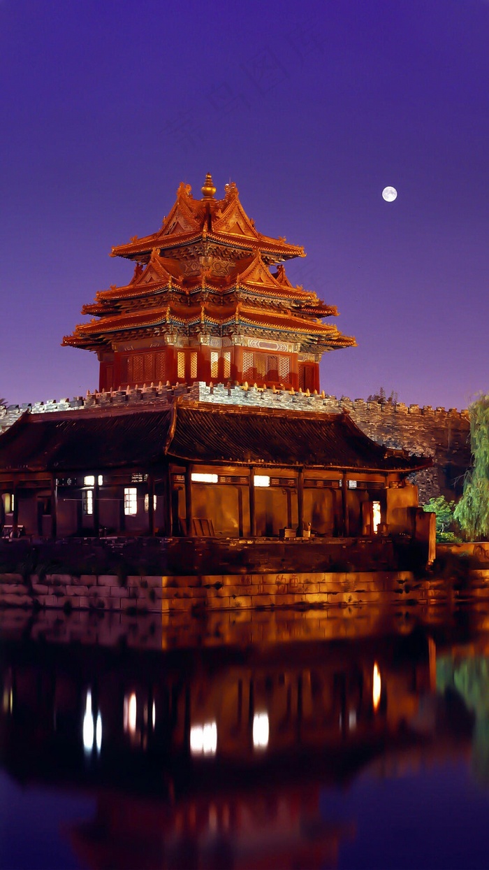 城楼夜高清摄影图片