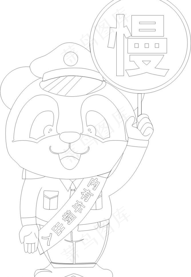 熊猫标示指示牌 线条图图片cdr矢量模版下载