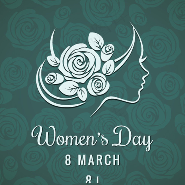 玫瑰背景女士剪影