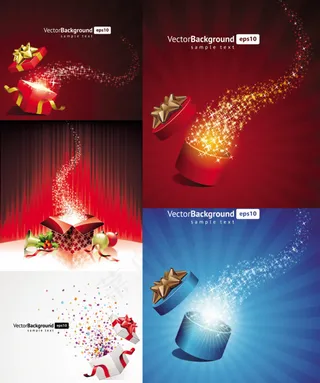 喜庆的圣诞节礼品背景——矢量素材