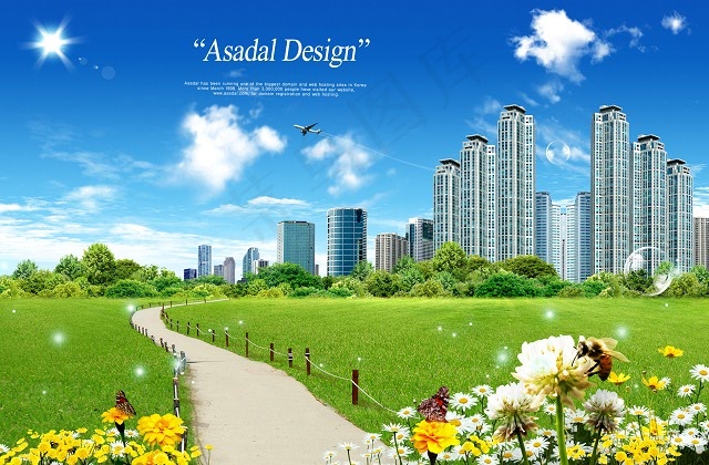 草地上的弯曲小路(3500X2300(DPI:300))psd模版下载