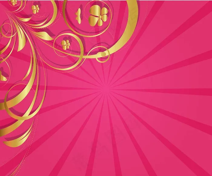 情人节黄金植物背景eps,ai矢量模版下载