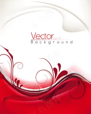 精美红色花纹背景矢量素材二