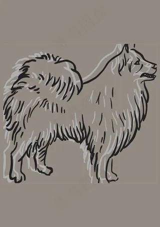 手绘抽象卡通小狗图案