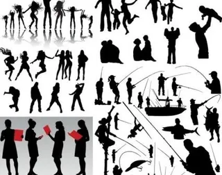 动态的人物剪影矢量