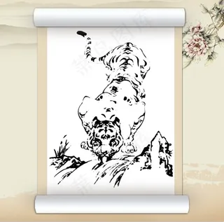 中国水墨百虎图