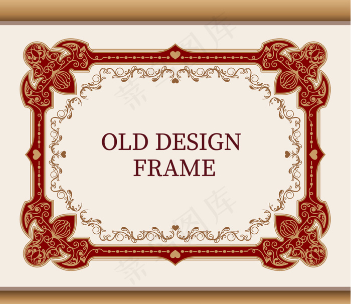 复古红色花纹边框矢量素材