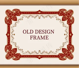 复古红色花纹边框矢量素材