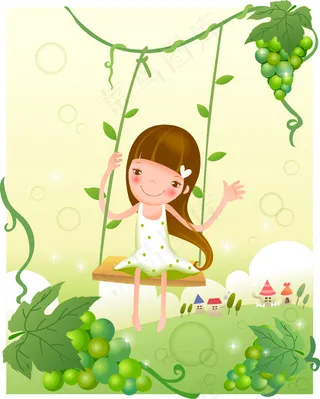 韩国插画女孩春季女孩欢乐时光