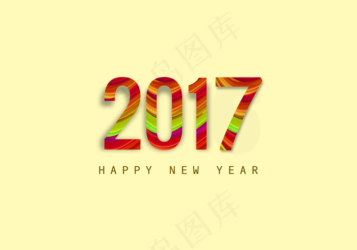 创意2017艺术字新年背景ai矢量模版下载