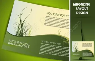 绿色花纹小草杂志封面设计图片