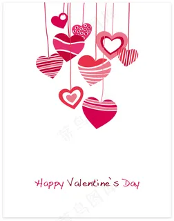 情人节彩绘爱心吊饰矢量素材