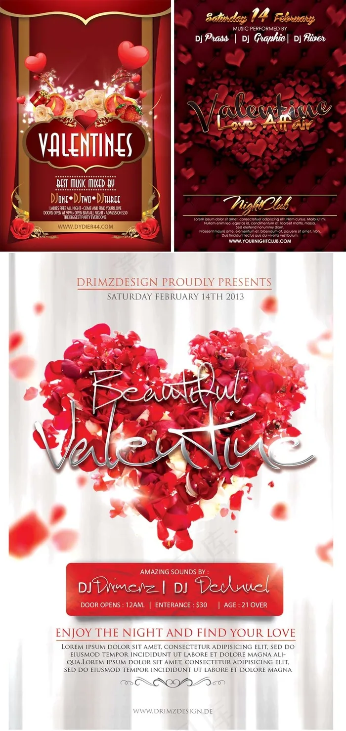 白色情人节爱心形海报设计广告psd模版下载