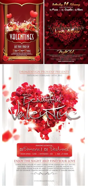 白色情人节爱心形海报设计广告