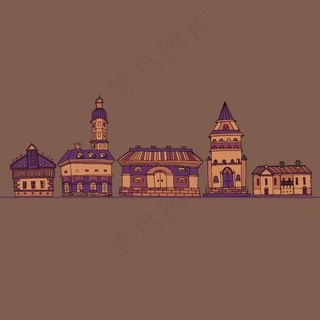 印花矢量图 建筑 房子 女装 免费...