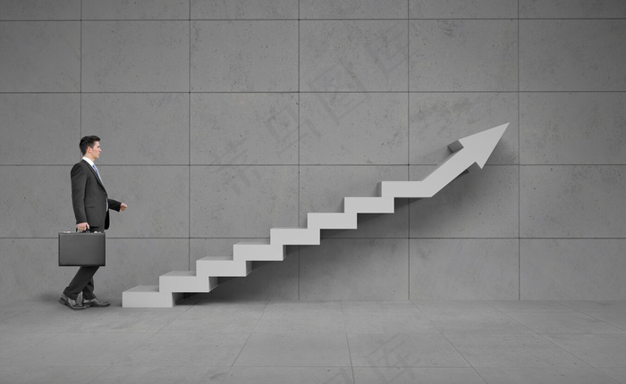 登台阶的商务人士高清图片