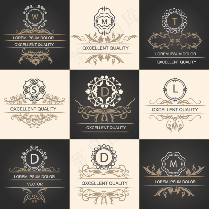 精美欧式字母花纹矢量素材