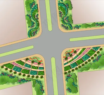 道路绿化设计平面图psd下载