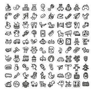 100款手绘儿童玩具矢量素材