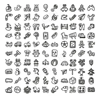 100款手绘儿童玩具矢量素材