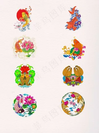 8款元旦节日素材年年有余吉祥鱼