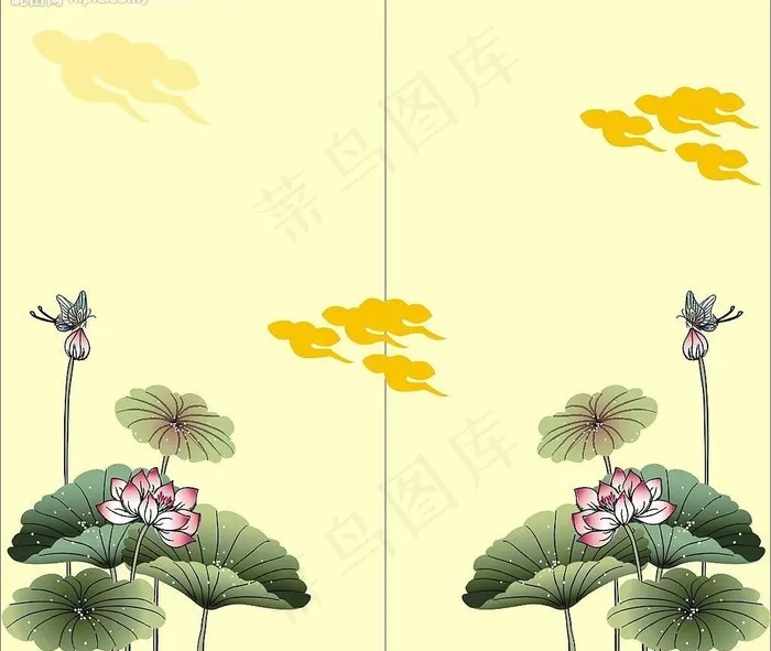 荷花移门图片cdr矢量模版下载