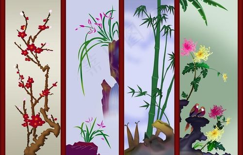 梅兰竹菊（合层）图片