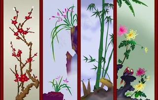 梅兰竹菊（合层）图片