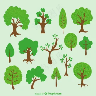 多样化的树卡通包