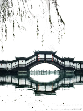 水墨古风古镇素材