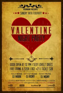 红色心形主题情人节海报PSD源文件