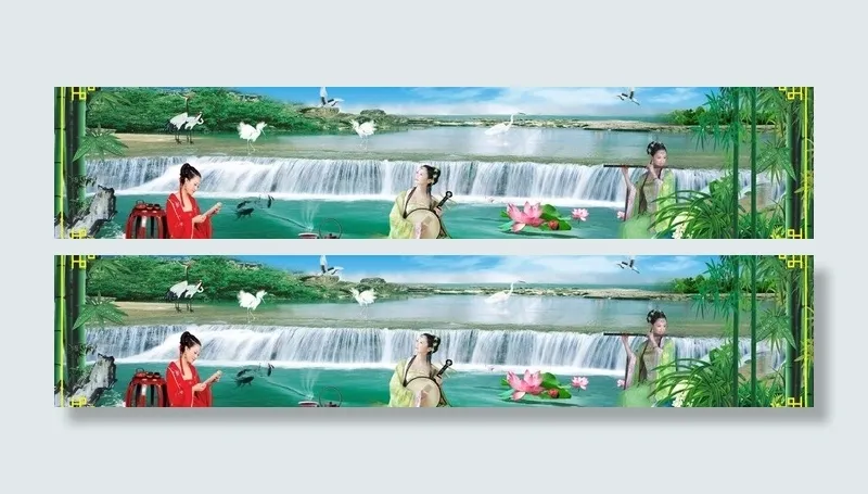 山水风景画图片(210X297)cdr矢量模版下载