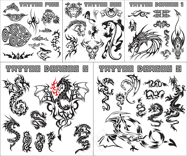 多款动物图腾矢量素材eps,ai矢量模版下载