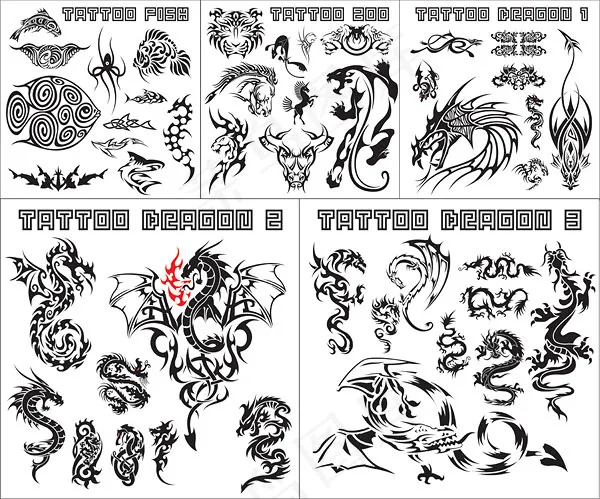多款动物图腾矢量素材eps,ai矢量模版下载