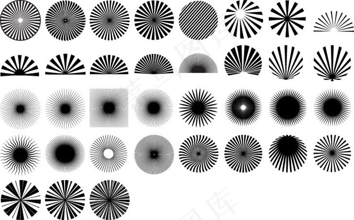 黑色和白色的设计元素矢量辐射系列1...ai矢量模版下载