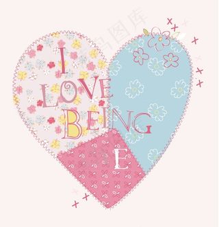 可爱拼布爱心 矢量素材