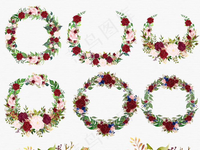 波西米亚风格大红色粉红色玫瑰花PN...