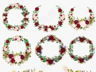 波西米亚风格大红色粉红色玫瑰花PN...