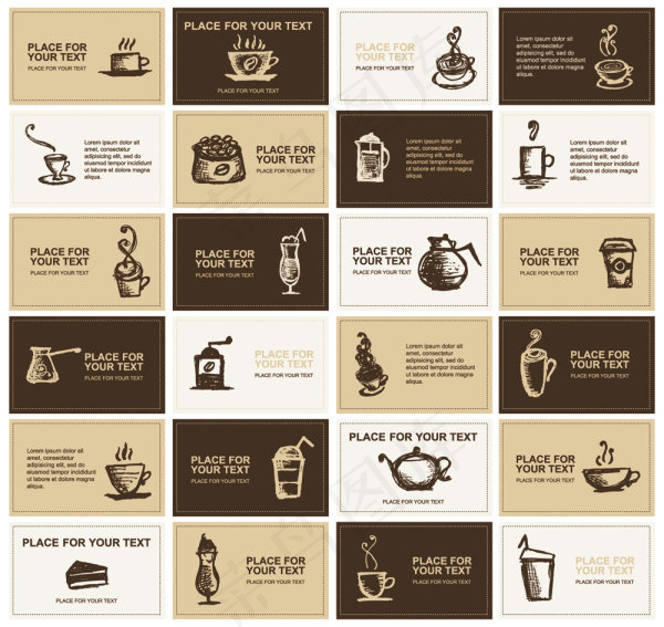 褐色手绘卡片01——矢量素材