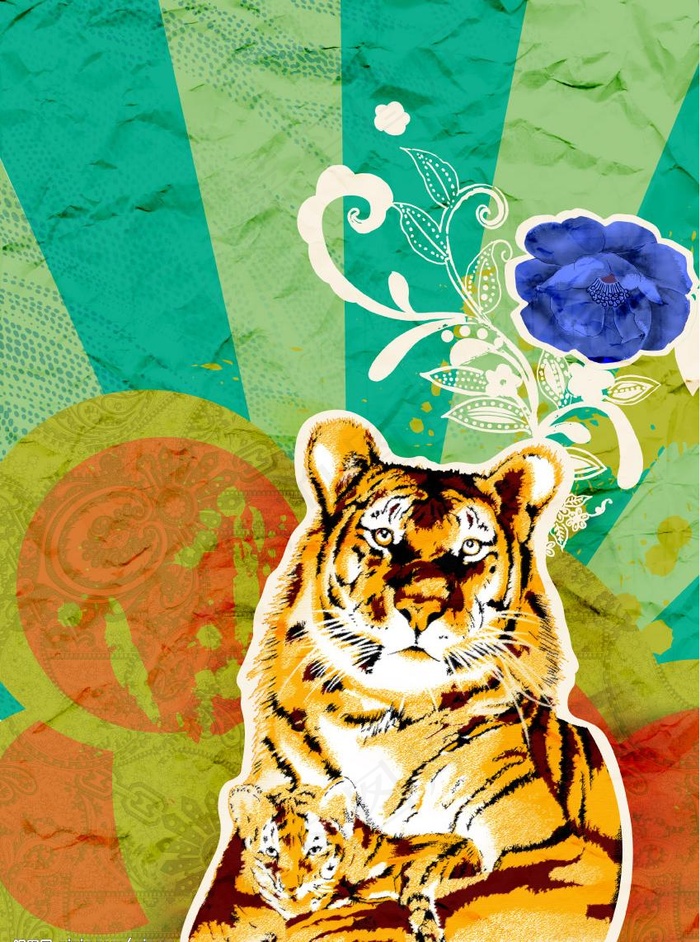虎傲花图片(3508X4961(DPI:300))psd模版下载