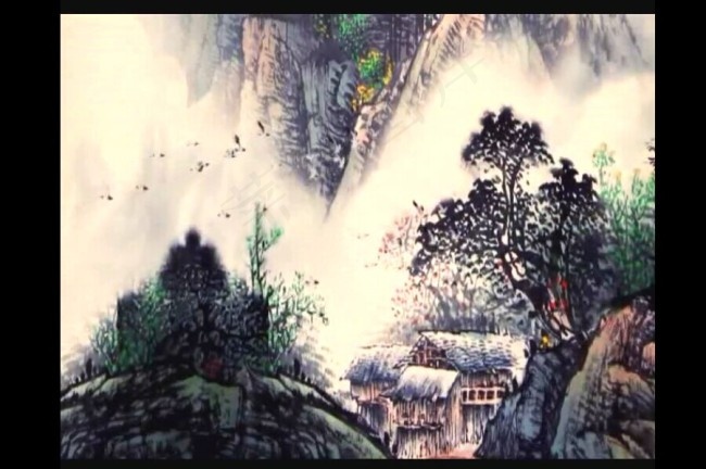 水墨画风景视频素材模板下载
