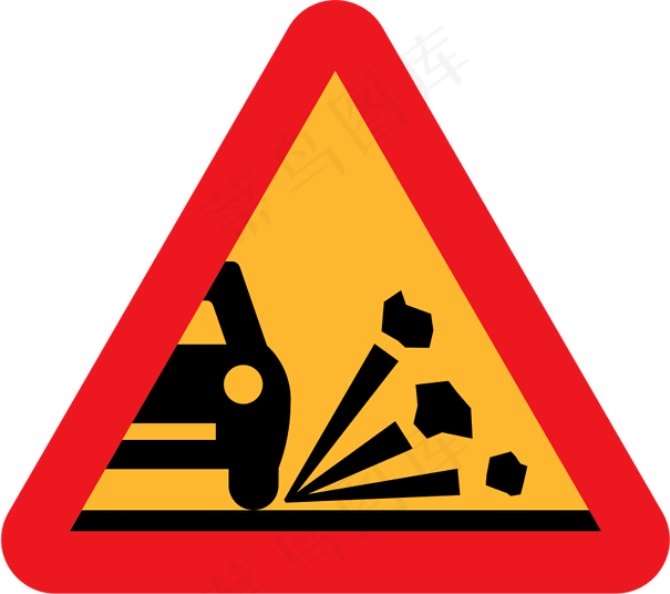 道路上的路标松散的石头