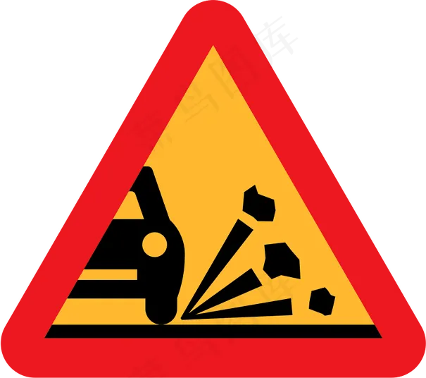 道路上的路标松散的石头