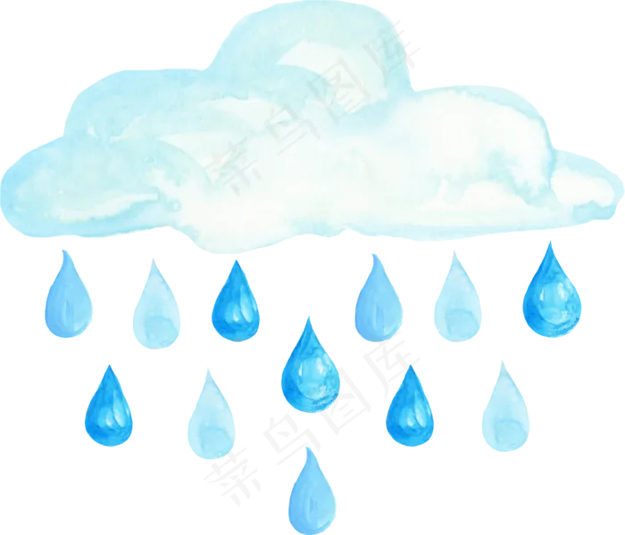 手绘一朵下雨的云朵png透明素材